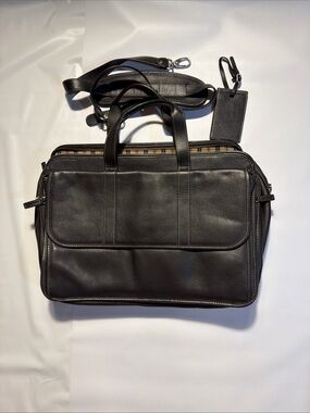 LEVENGER Bomber Leather Expandable Brief Case Messenger Travel Carry On Bag